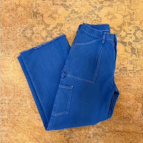 Lioness EUC Blue Miami Vice Cargo Jeans with Frayed Hem - Picture 5 of 7